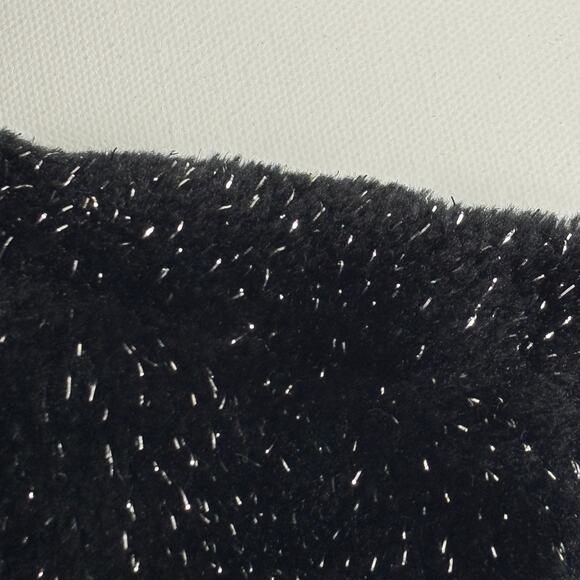 Betsey Johnson Silver Sparkle Black Faux Fur Glam Vest w/ Pockets Size MED - Picture 5 of 10